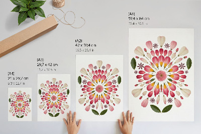 Plagát do obývačky Kvetinová mandala symetria ružová krémovo zelená