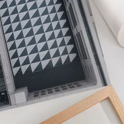 Plagát na stenu elegantné geometrické vzory s futuristickou architektúrou