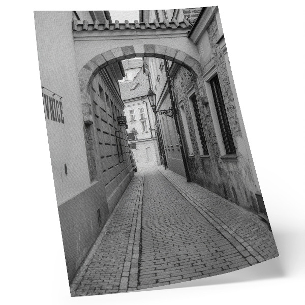 Plagát Čiernobiela architektúra nostalgickej ulice