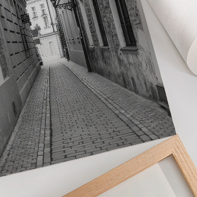 Plagát Čiernobiela architektúra nostalgickej ulice