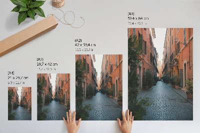 Poster na stenu Očarujúca ulica s kvetináčmi a teplými farbami
