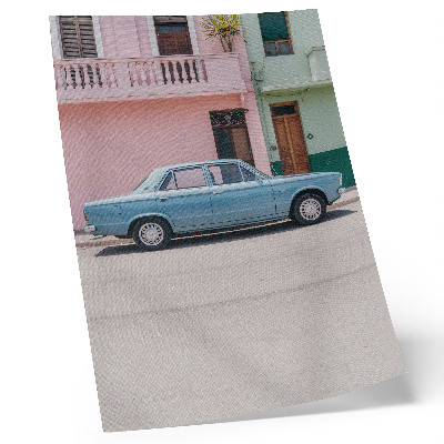 Plagát do obývačky Klasické auto pastelové budovy retro šarm