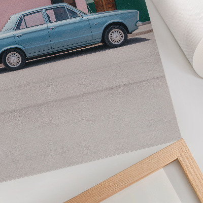 Plagát do obývačky Klasické auto pastelové budovy retro šarm