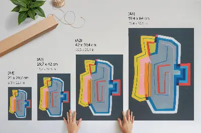 Plagát abstraktné tvary v energických farbách s moderným dizajnom