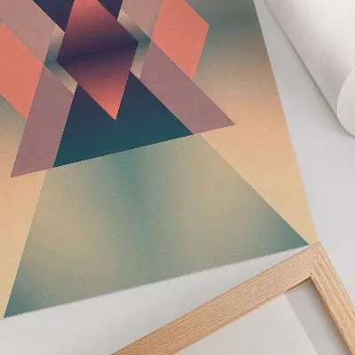 Plagát do obývačky s motívom elegantných geometrických tvarov v pastelových farbách