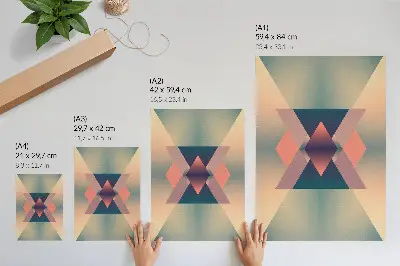 Plagát do obývačky s motívom elegantných geometrických tvarov v pastelových farbách