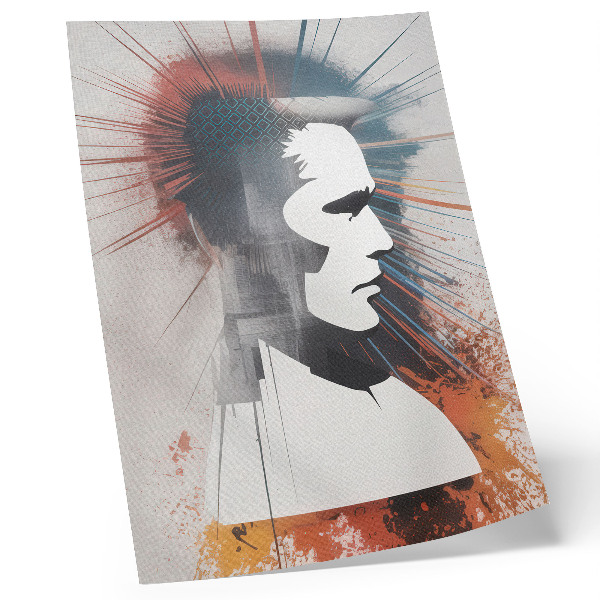 Poster na stenu Profil tváre, dynamické línie, moderný