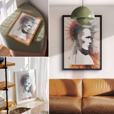 Poster na stenu Profil tváre, dynamické línie, moderný