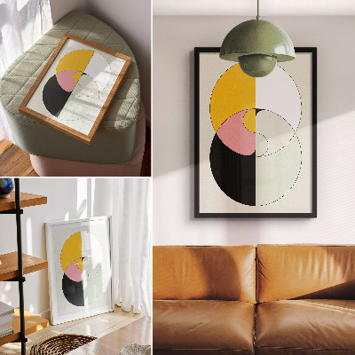 Poster na stenu Geometrické kruhy, kontrastné farby, minimalistický štýl