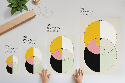 Poster na stenu Geometrické kruhy, kontrastné farby, minimalistický štýl