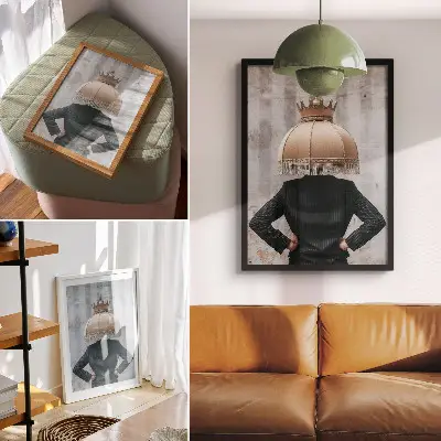 Plagát na stenu rafinované tienidlo na lampu v elegantnom obleku s kontrastom textúr
