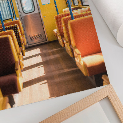 Poster na stenu Žltý interiér vagóna s oranžovými sedadlami