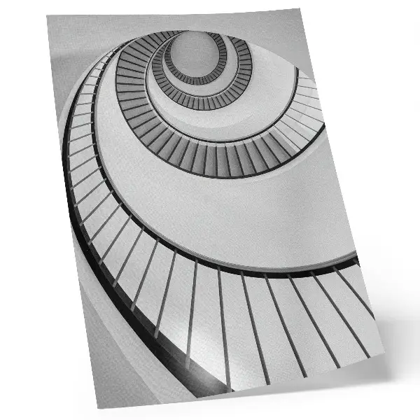 Plagát točité schodisko s fascinujúcou geometriou a eleganciou