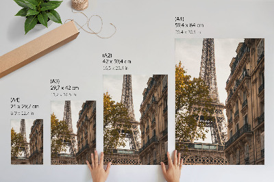 Poster na stenu Eiffelova veža architektúra stromy teplé farby