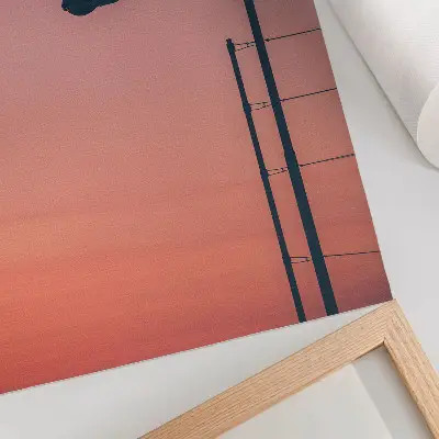 Plagát s motívom minimalistickej lampy s romantickým západom slnka v modernom štýle