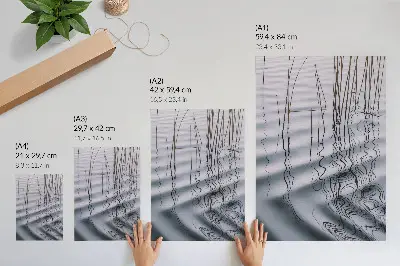 Plagát do obývačky minimalistický motív vlny a čiary na vode