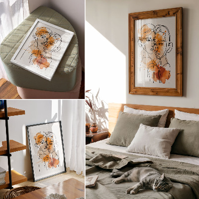 Poster na stenu Obrys tváre oranžové škvrny v modernom štýle