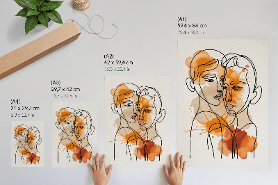 Poster na stenu Obrys tváre oranžové škvrny v modernom štýle