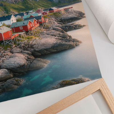 Poster na stenu Očarujúce chatky, pokojné more a majestátne hory