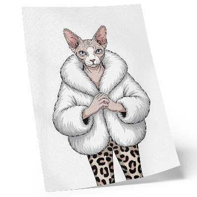 Plagát Mačka v kožuchu a nohaviciach s leopardím vzorom