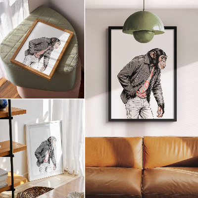 Poster na stenu Štýlový šimpanz v kontrastnej grafickej bunde