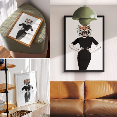 Poster na stenu Surrealistická kombinácia tigra a šiat