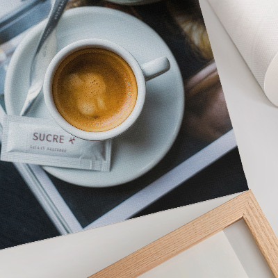 Poster na stenu Čiernobiele pozadie káva croissant elegancia relaxácia