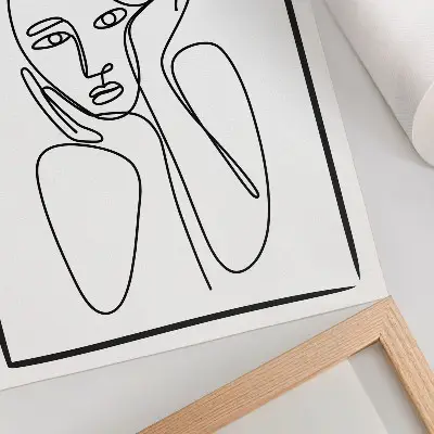 Plagát do obývačky minimalistické čierne kontúry tváre v elegantnom štýle
