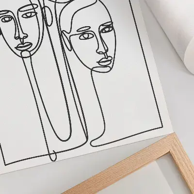 Plagát na stenu tváre v štýle líniovej grafiky s nádychom minimalizmu a elegancie