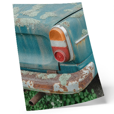 Poster na stenu Auto pokryté machom, hrdzou, tyrkysovou farbou
