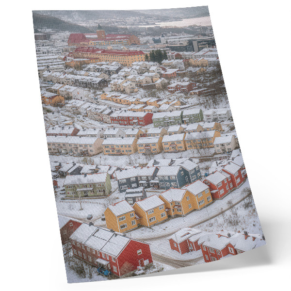 Poster na stenu Farebné domy zimná krajina architektúra
