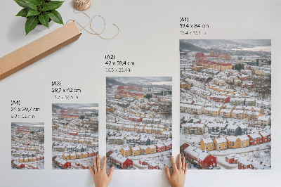 Poster na stenu Farebné domy zimná krajina architektúra