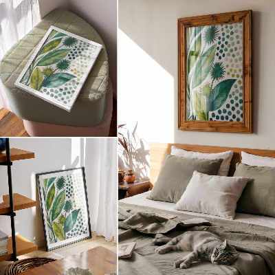 Poster na stenu Zelené listy bodky príroda sviežosť boho