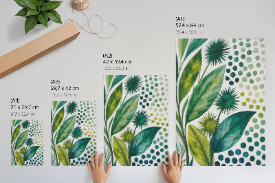 Poster na stenu Zelené listy bodky príroda sviežosť boho