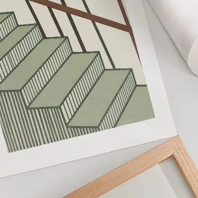 Plagát geometria schodísk s prvkami dynamiky, minimalizmu a elegancie