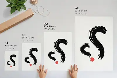 Plagát na stenu minimalistické kontrasty s dynamickým červeným akcentom
