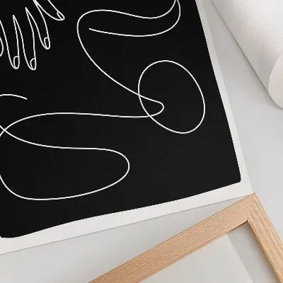 Plagát minimalistický motív s čiernobielymi zakrivenými čiarami