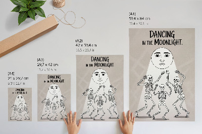 Plagát Čiernobiele kostry na béžovom mesačnom pozadí