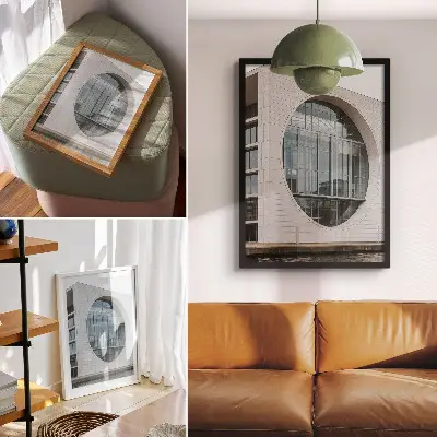 Poster na stenu futuristická fasáda so striktnými líniami a sklenenou konštrukciou