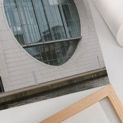 Poster na stenu futuristická fasáda so striktnými líniami a sklenenou konštrukciou