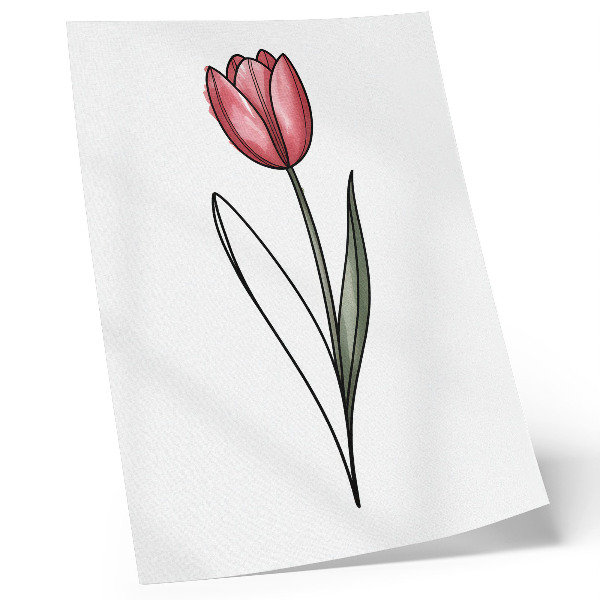 Plagát Jednoduchá kontúrová svetlosť ružového tulipánu
