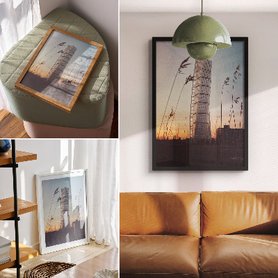 Poster na stenu Mrakodrap v zapadajúcom slnku, moderná architektúra
