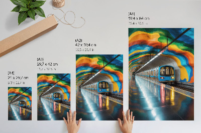 Plagát do obývačky Energické dúhové farby stropu nad metrom