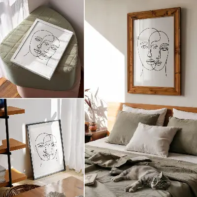 Plagát dvojrozmerné tváre v štýle modernej elegancie