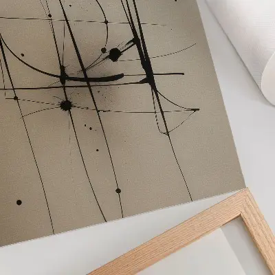 Plagát na stenu minimalistická abstrakcia v podobe čiernych čiar na béžovom pozadí