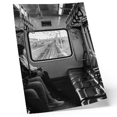 Plagát Čiernobiela fotografia vlakového vagóna