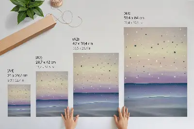Plagát minimalistické fialové a tmavomodré kvapky oblohy