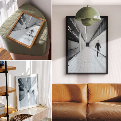 Poster na stenu Moderná chodba v bielych a sivých odtieňoch