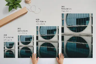 Plagát na stenu moderná architektúra so skleneným odrazom budovy
