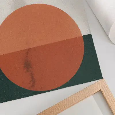 Plagát do obývačky minimalistický vtáky v lete s oranžovým kruhom